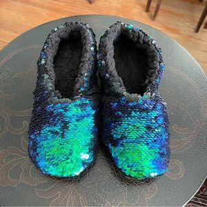 Sequin Blue Green Slippers
